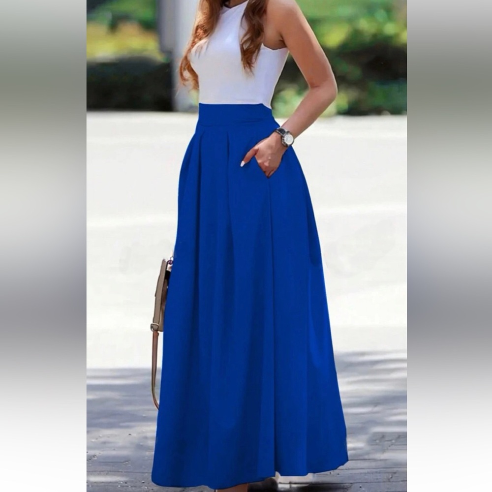 Elegant Royal Blue Women's Maxi Skirt